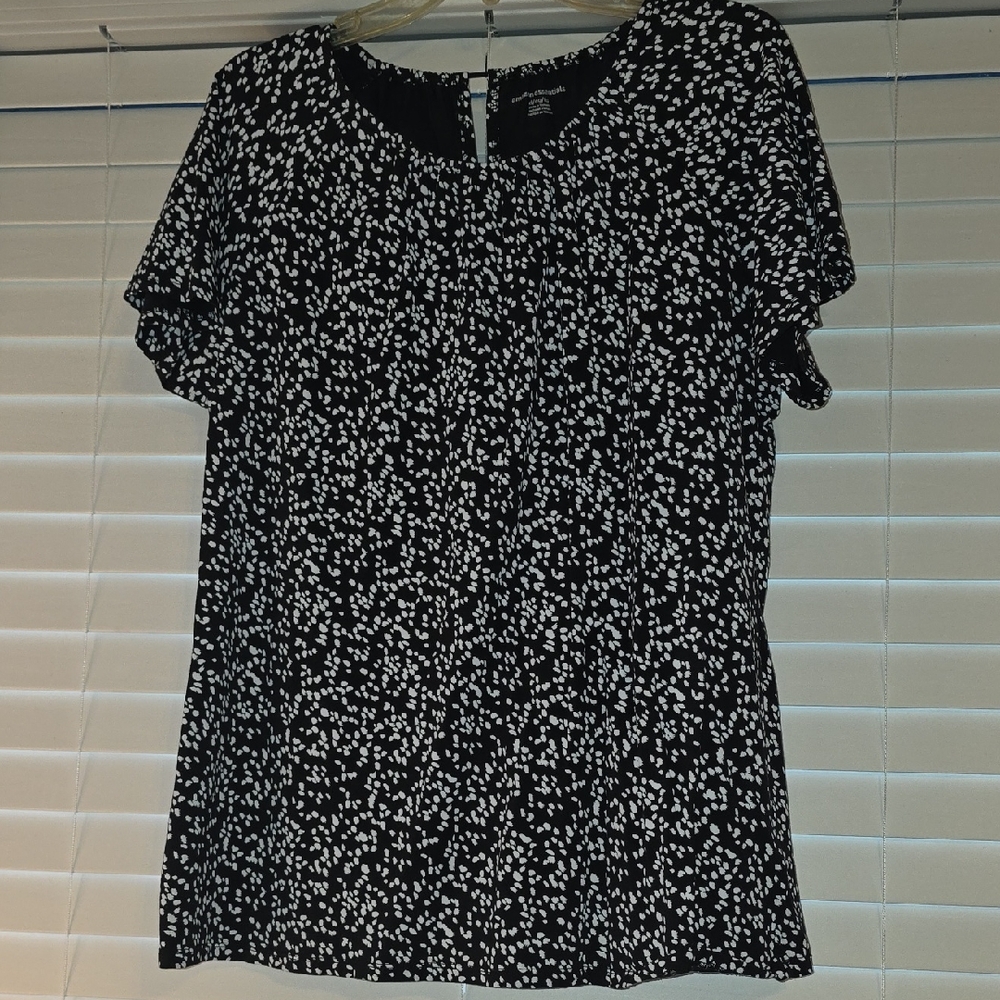 +Amazon Essentials Black Blouse with White Dot Print